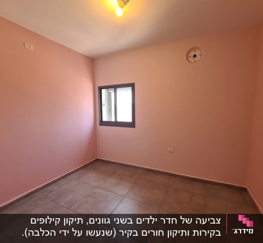 קירות ורודים צבועים בחדר ריק עם חלון